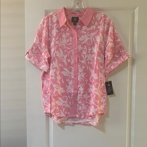 JM Collection Pink Floral Shirt